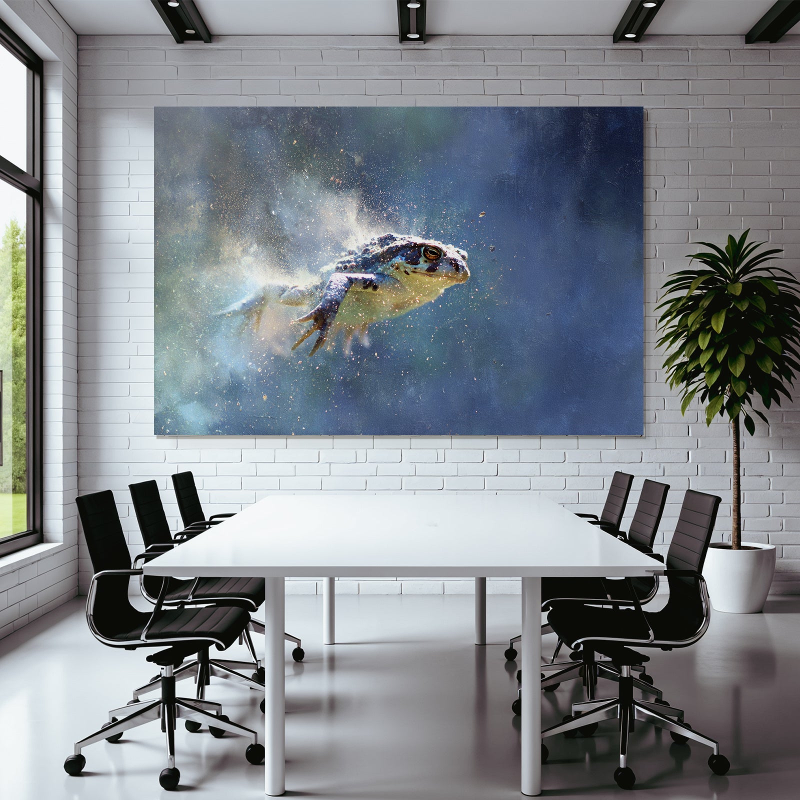 Springender Frosch Im Wasser Mit Spritzern