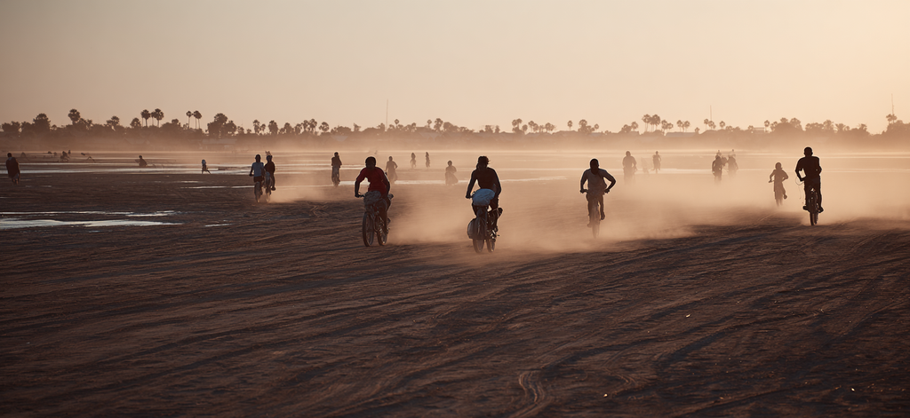 Strand Sunset Fahrradfahren Palmbaeume Abendstimmung | Sport und Bewegung | Themen und Hobbys