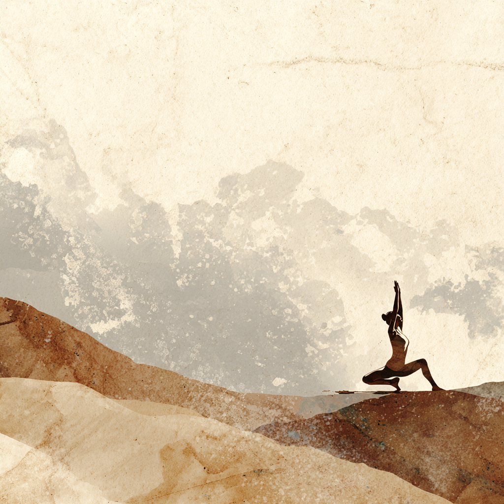 Yoga Meditation Yoga Pose Tranquil Nature Illustration Texturiert Erde Töne Abstract