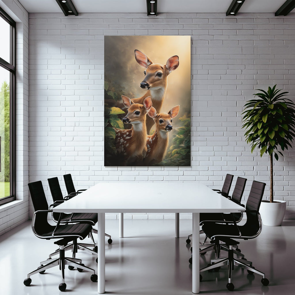 Junge Rehe Im Grünen Licht Harmonisches Addrichtung