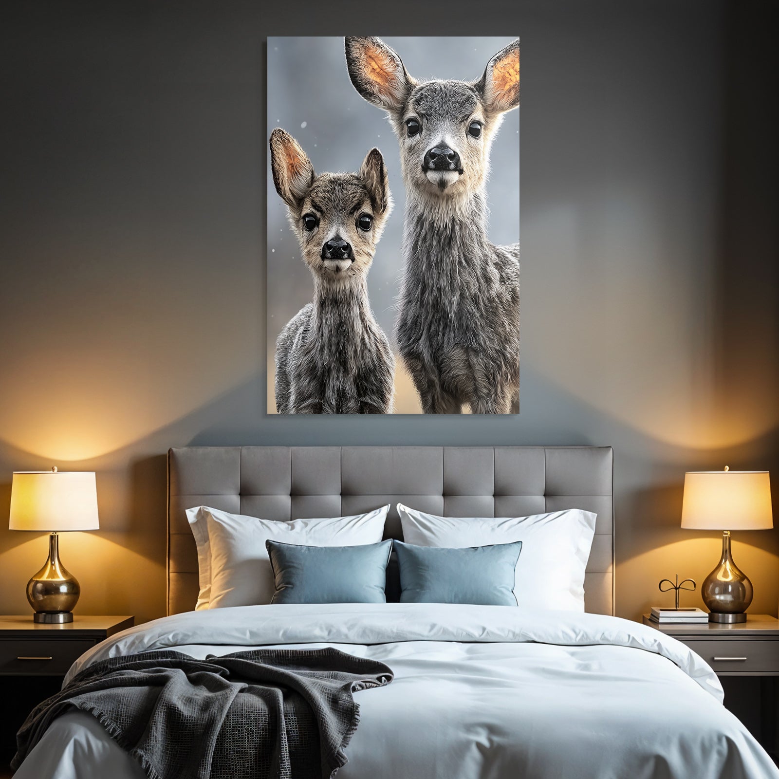 Junge Rehe Innocenz Und Natur Schnee Hintergrund