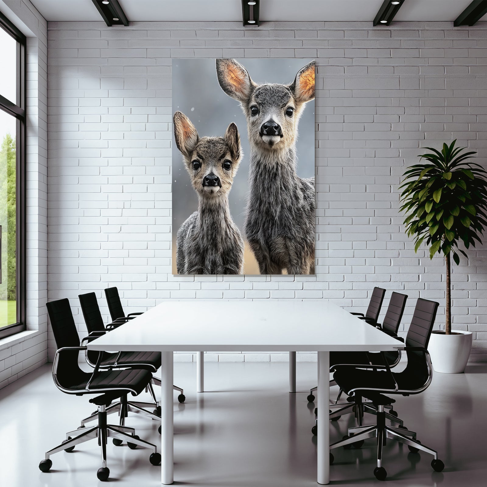 Junge Rehe Innocenz Und Natur Schnee Hintergrund