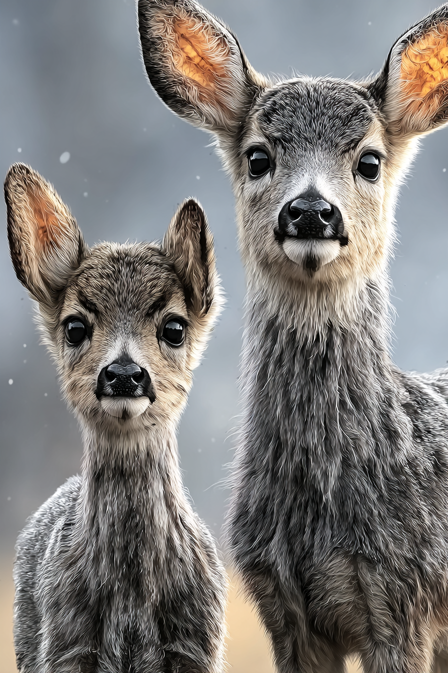 Junge Rehe Innocenz Und Natur Schnee Hintergrund | Bauernhoefe und Waldtiere | Tiere