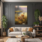 Ruhige Natur Szene Deer Fawns Am Wasser