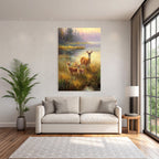 Ruhige Natur Szene Deer Fawns Am Wasser