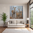 Gruppe Rehe Im Nebligen Wald