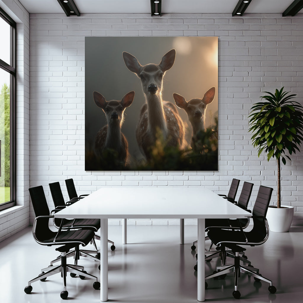 Junge Rehe Im Wald Mit Spots Sanfte Beleuchtung
