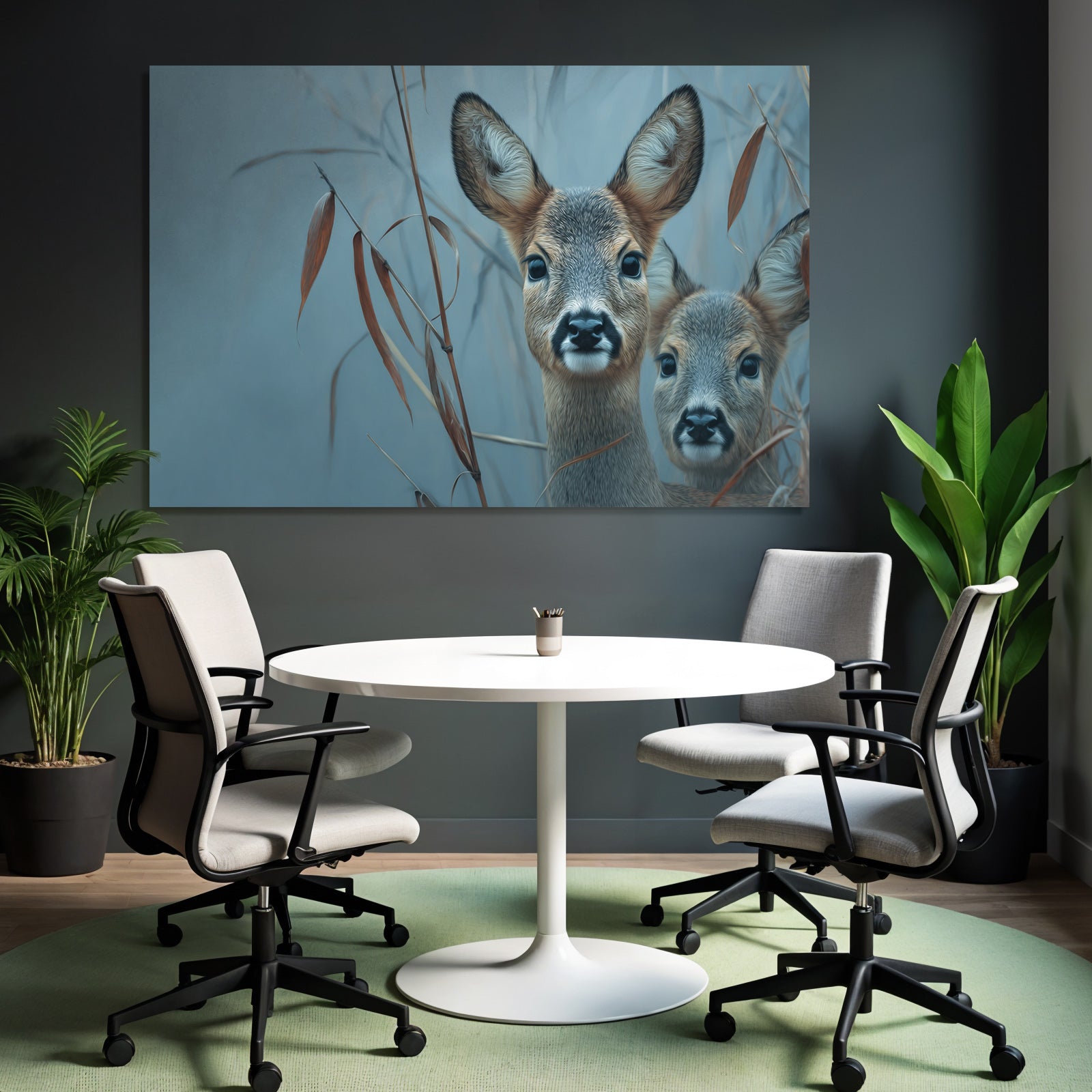 Fawns In Dried Leaves Artistic Representation