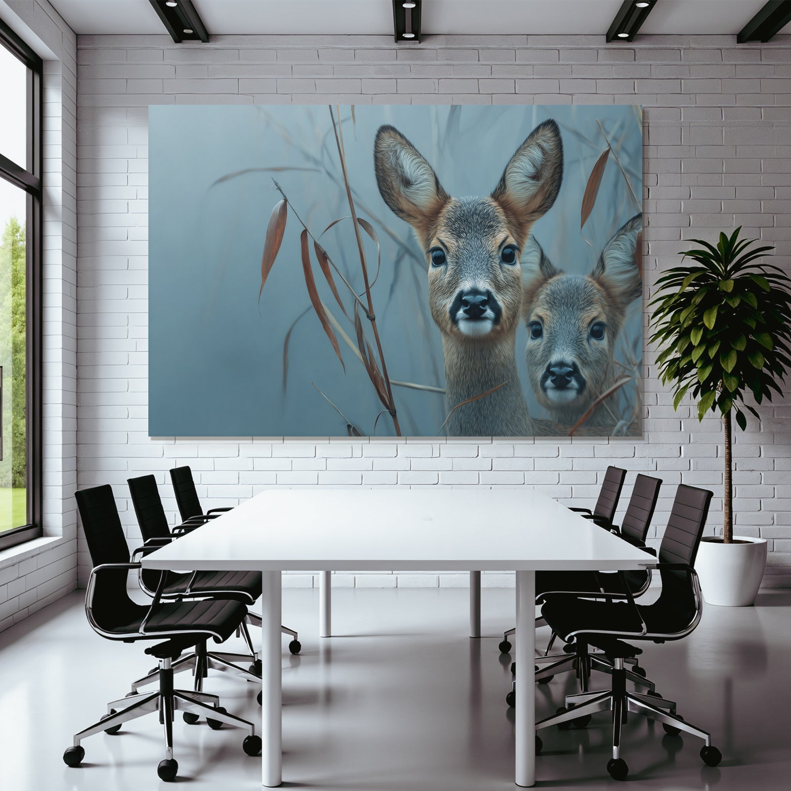 Fawns In Dried Leaves Artistic Representation