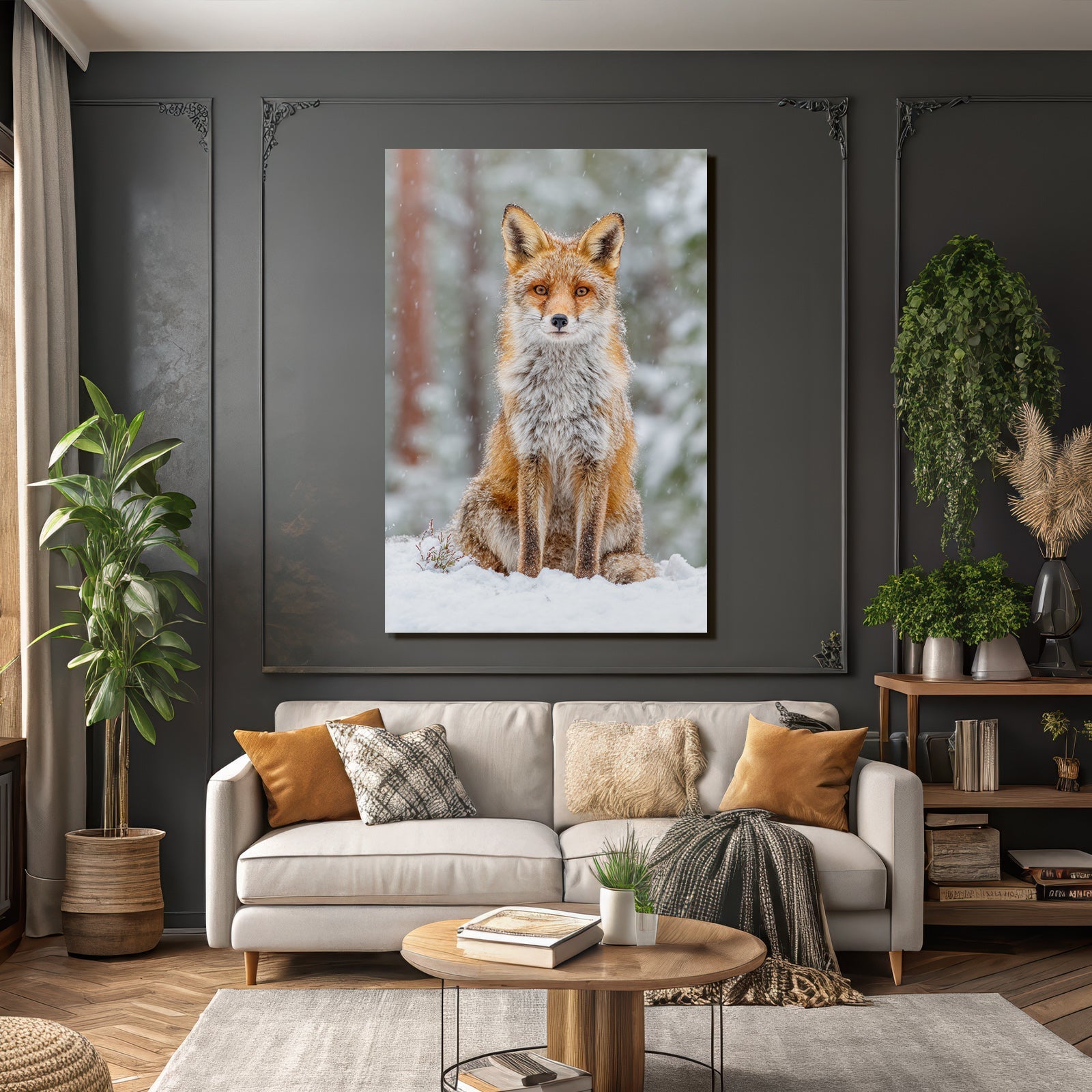 Fuchs Im Schneebedeckten Wald