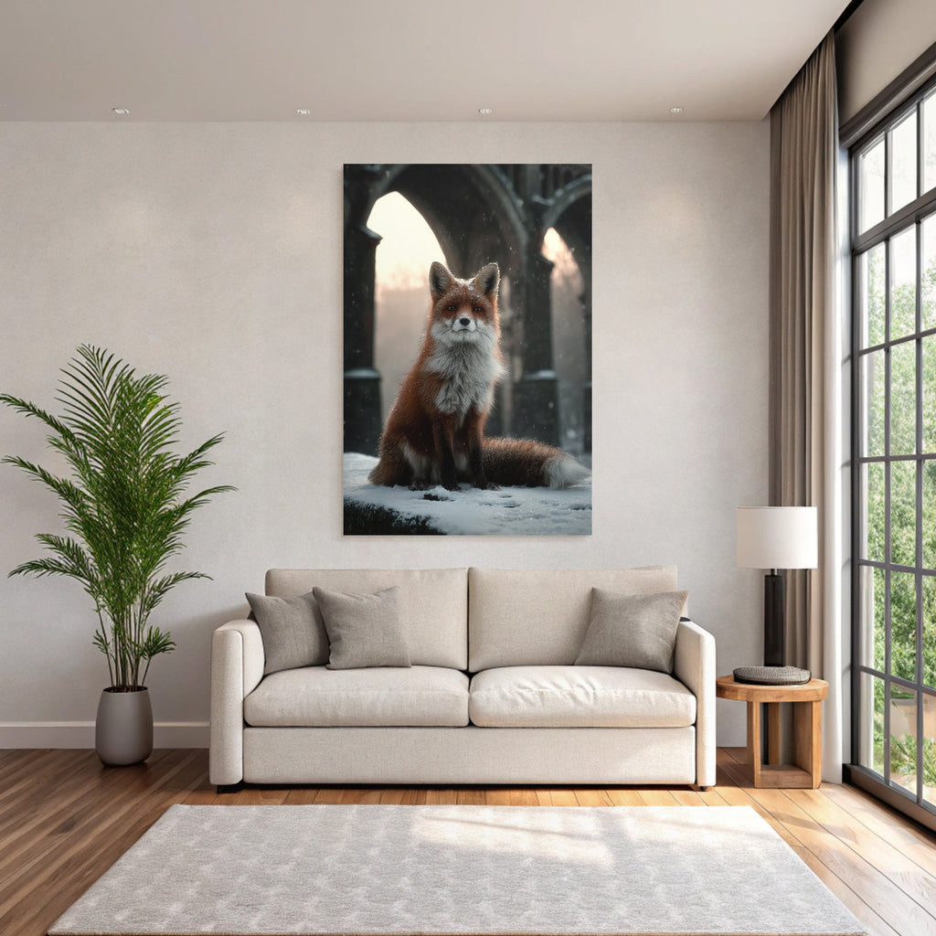 Rotfuchs Im Schnee Historischer Hintergrund Weicher Licht Atmosphäre