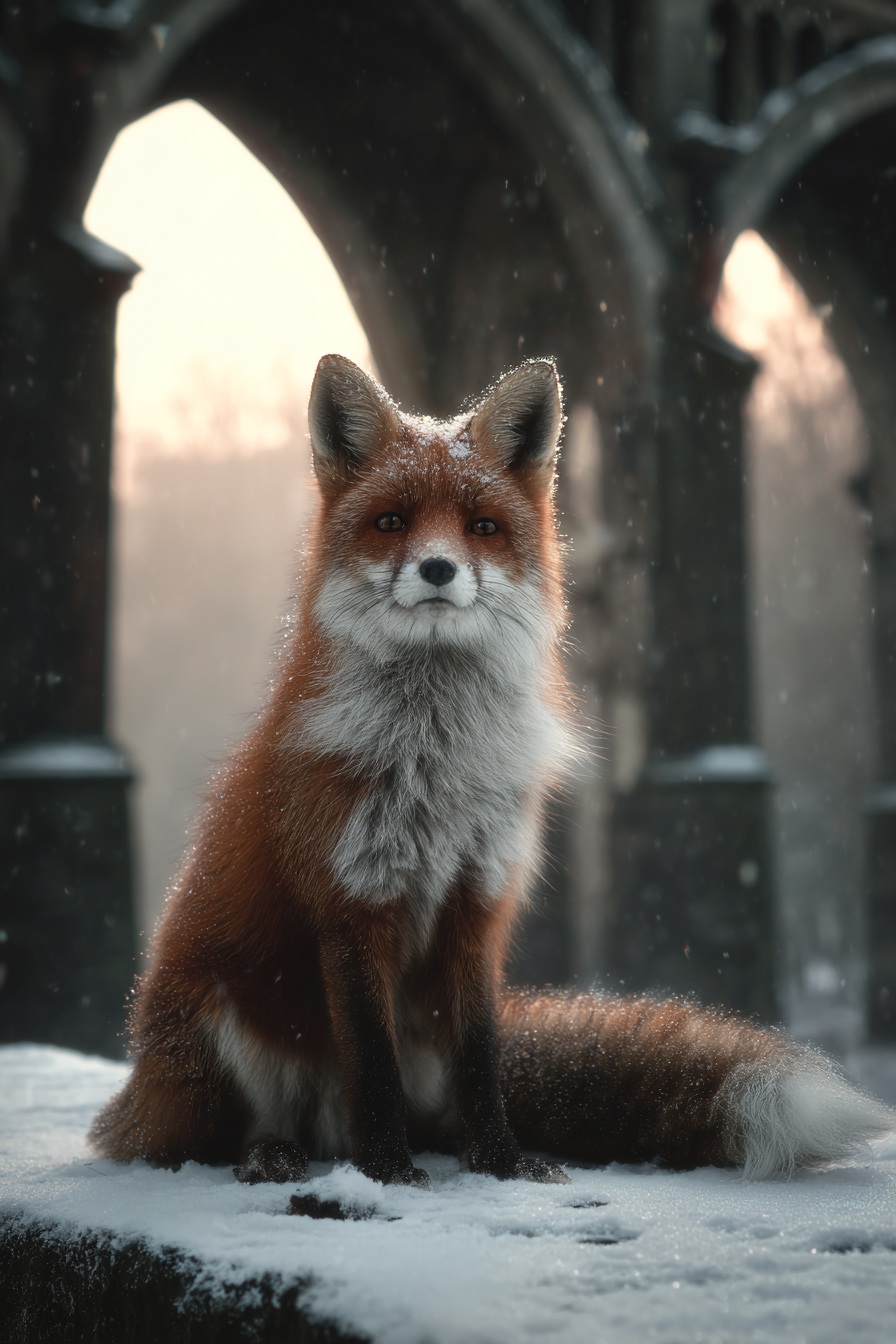 Rotfuchs Im Schnee Historischer Hintergrund Weicher Licht Atmosphäre | Fuechse | Tiere
