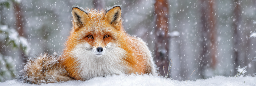 Rotbrauner Fuchs Im Schnee Mit Schneeflocken | Fuechse | Tiere