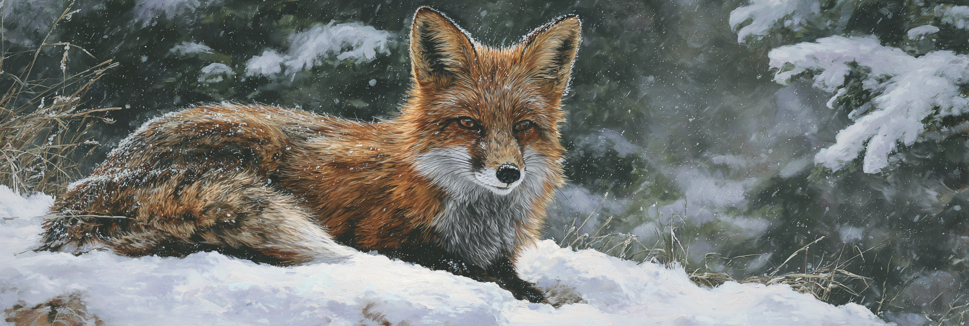 Roter Fuchs Im Schnee Malerei | Fuechse | Tiere