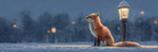 Rotfuchs Im Schnee Unter Lampenlicht Winterabend | Fuechse | Tiere
