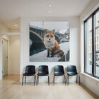 Rotbrauner Fuchs Im Schnee Mit Brücke Winterlandschaft