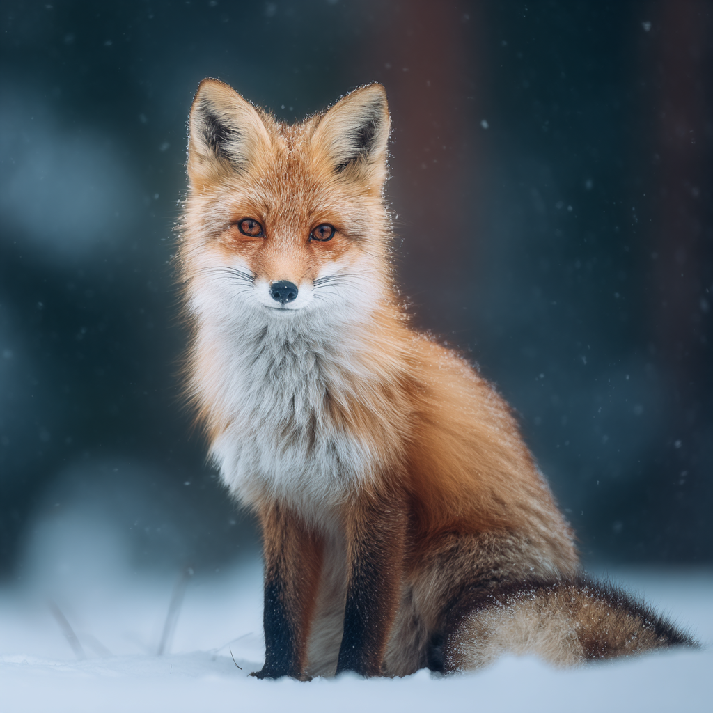 Roter Fuchs Im Schneelandschaft Mit Schneeflocken | Fuechse | Tiere