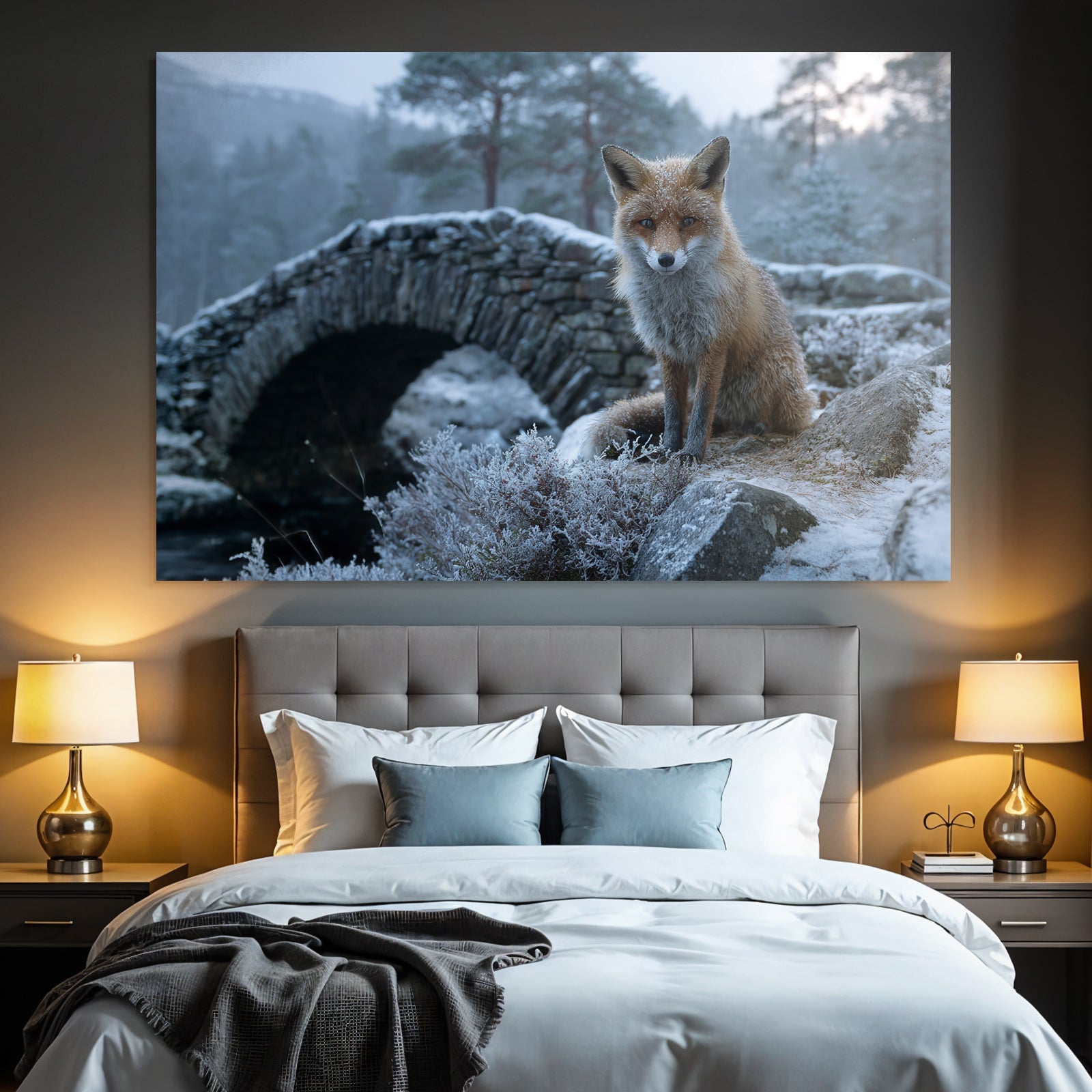 Fuchs Im Schneelandschaft Near Steinbrücke