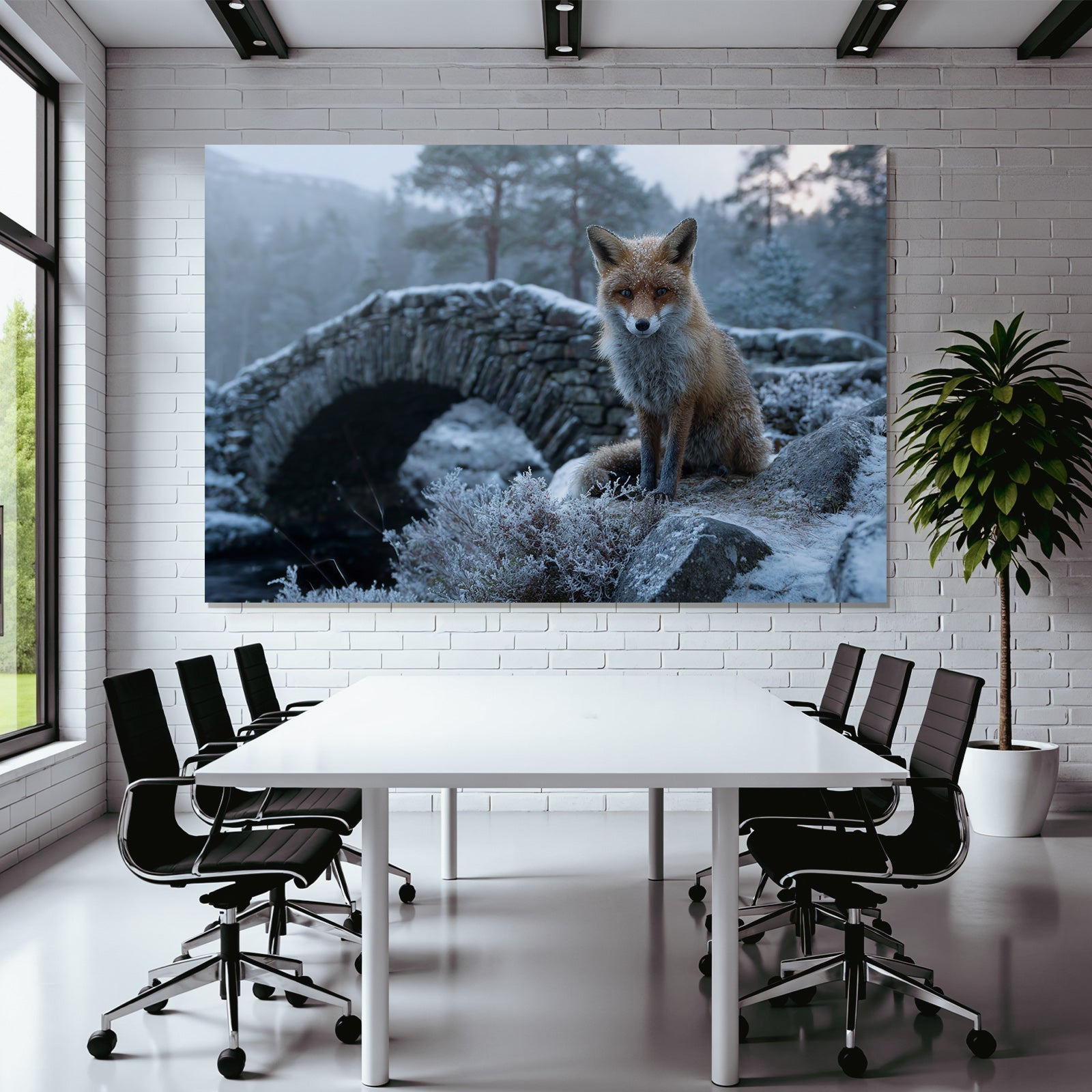 Fuchs Im Schneelandschaft Near Steinbrücke