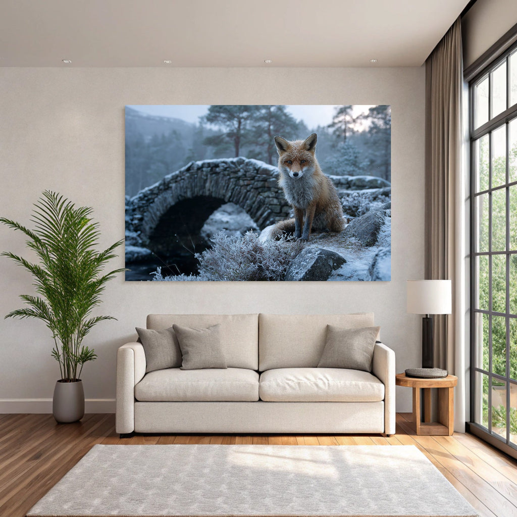 Fuchs Im Schneelandschaft Near Steinbrücke