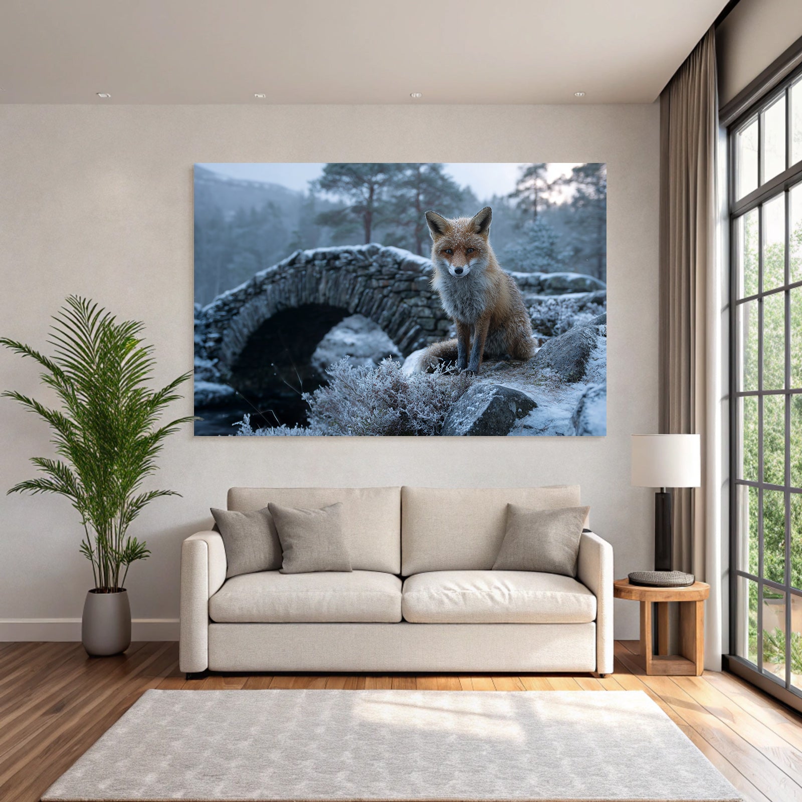 Fuchs Im Schneelandschaft Near Steinbrücke