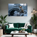 Fuchs Im Schneelandschaft Near Steinbrücke