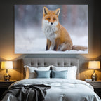 Rotfuchs Im Schnee Schneeflocken Fallend