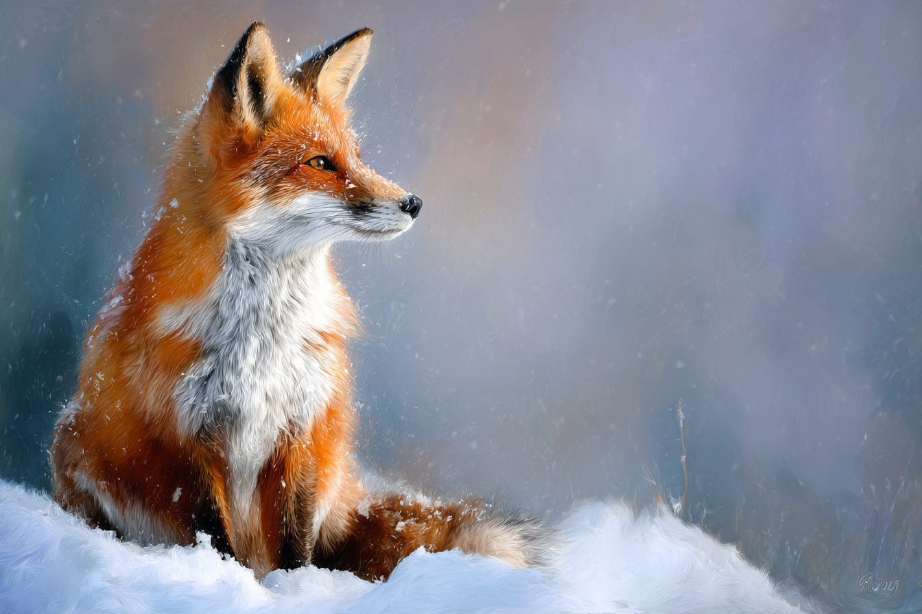 Ruhige Im Schneebedeckten Landscape | Fuechse | Tiere