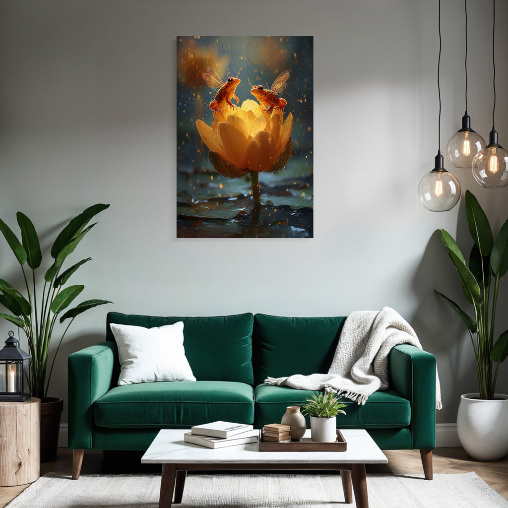 Bunte Frösche Mit Flügeln Auf Einer Orangenblume