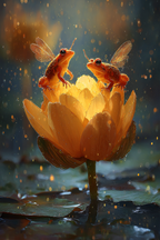 Bunte Frösche Mit Flügeln Auf Einer Orangenblume | Insekten und Amphibien | Tiere