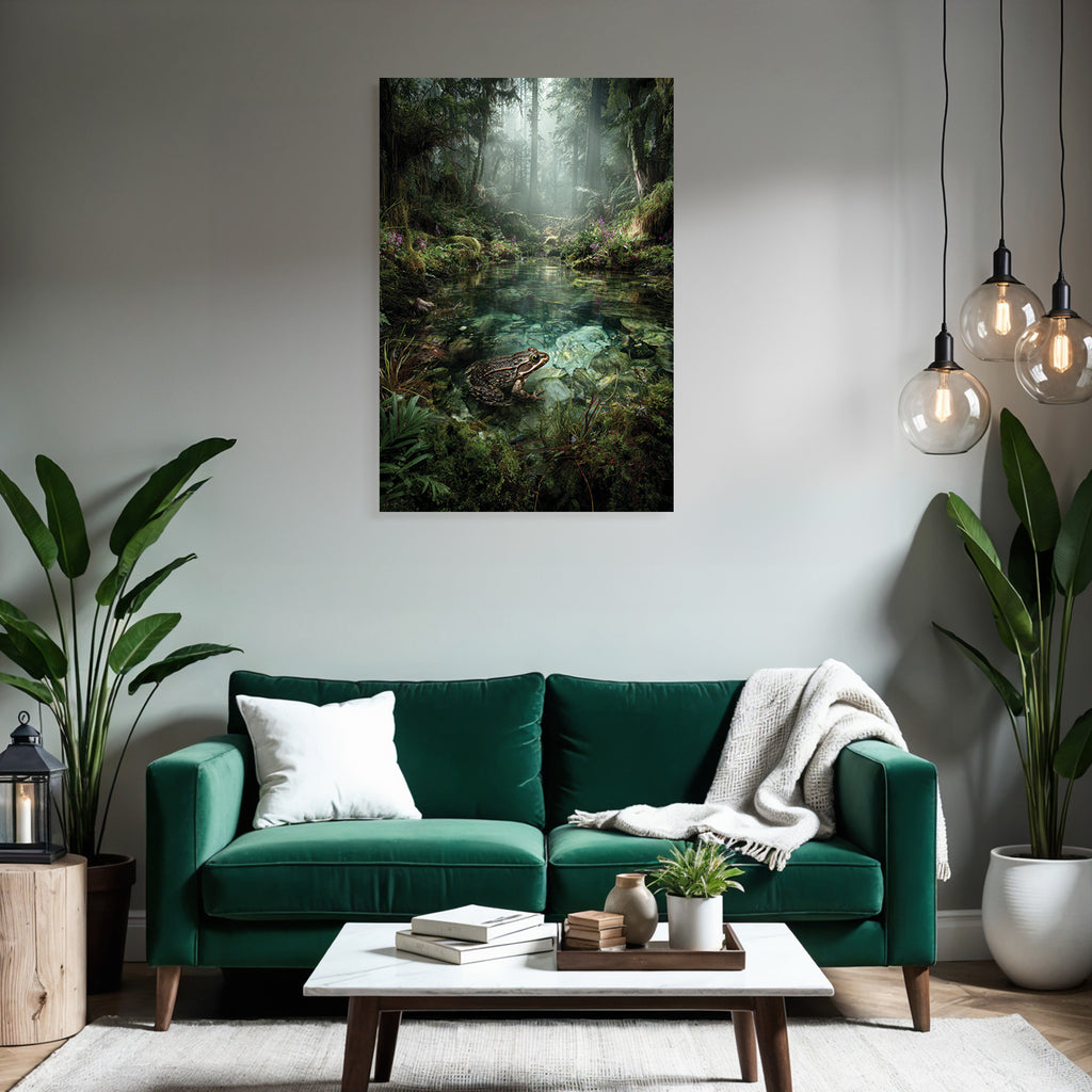 Friedlicher Wald Mit Frosch Am Klarenwasser