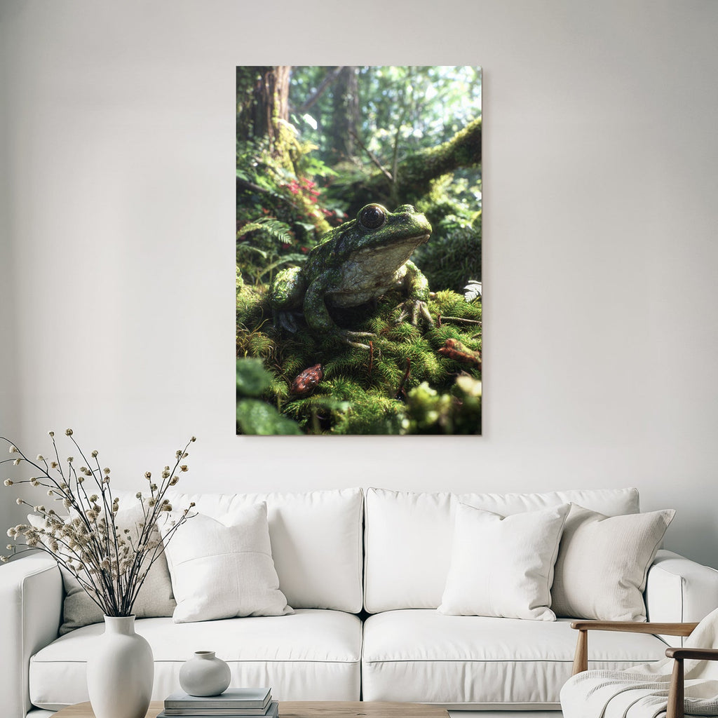 Frosch Im Wald Mit Moos Und Pflanzen
