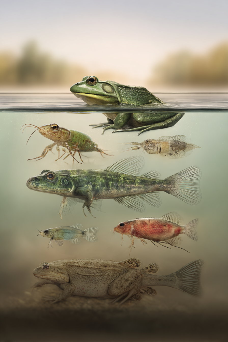 Frosch Und Fische Kreuzschnitt Des Wasserlebens | Insekten und Amphibien | Tiere