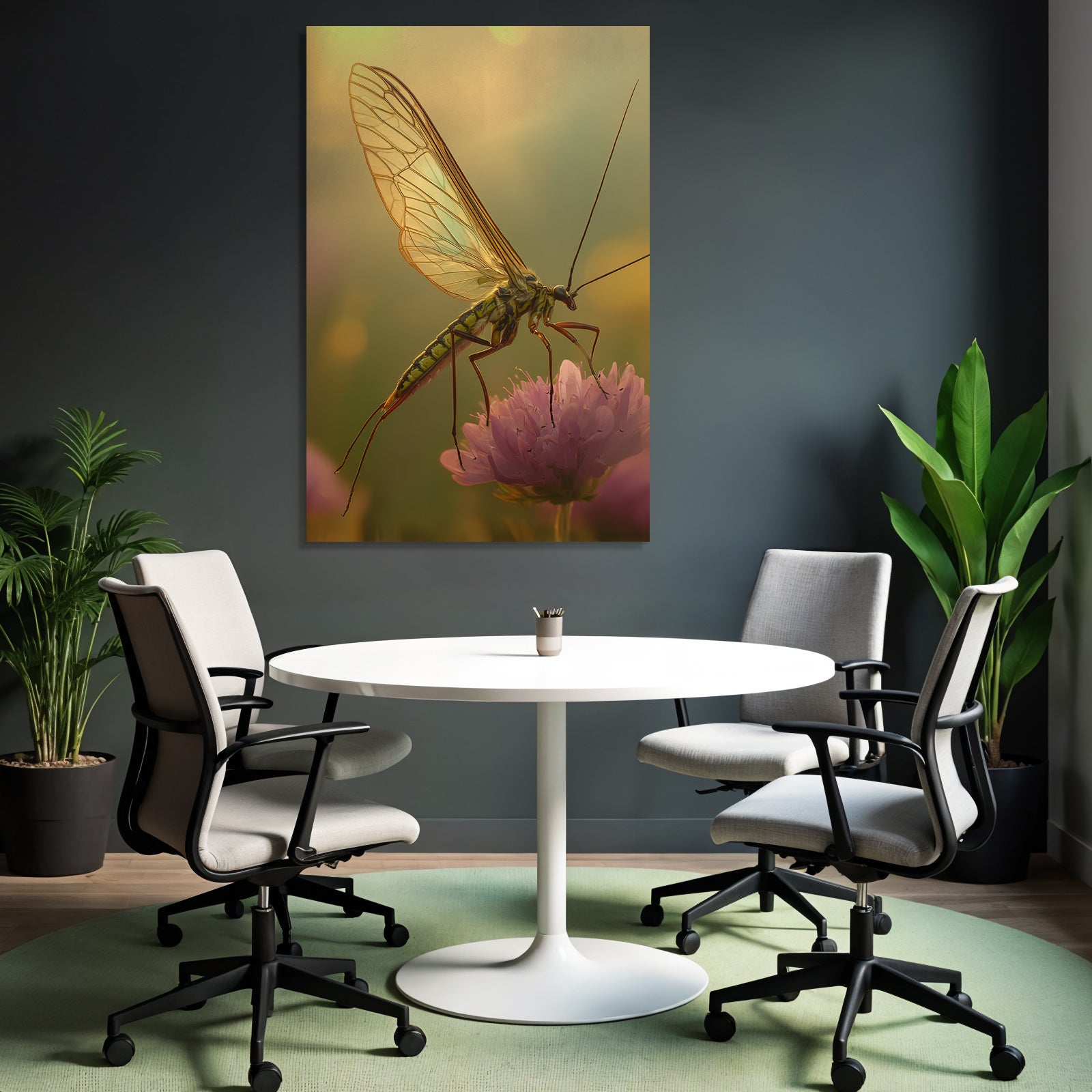 Insektenaufnahme Fliege Auf Rosa Blume