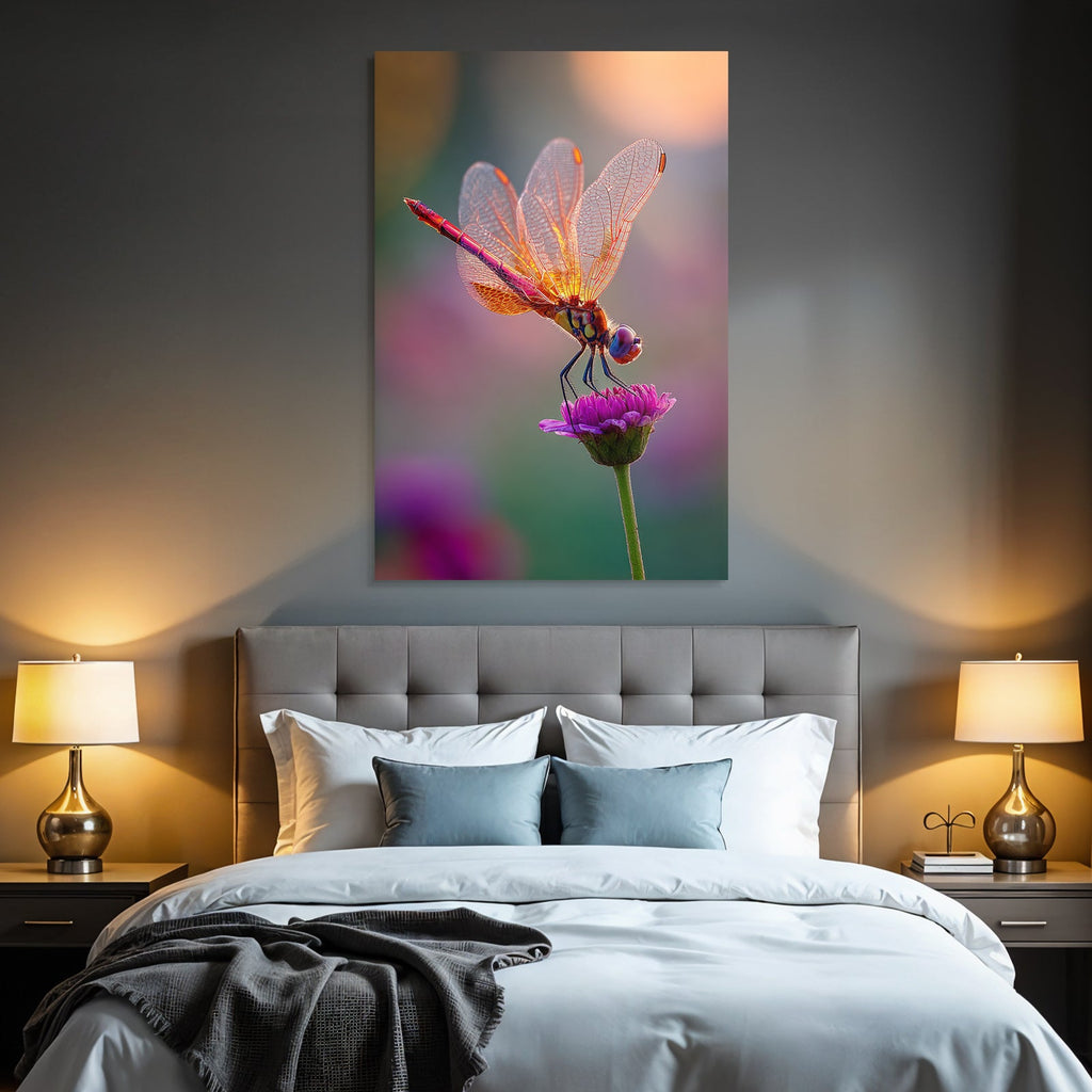 Libelle Auf Rosafarbenen Blume