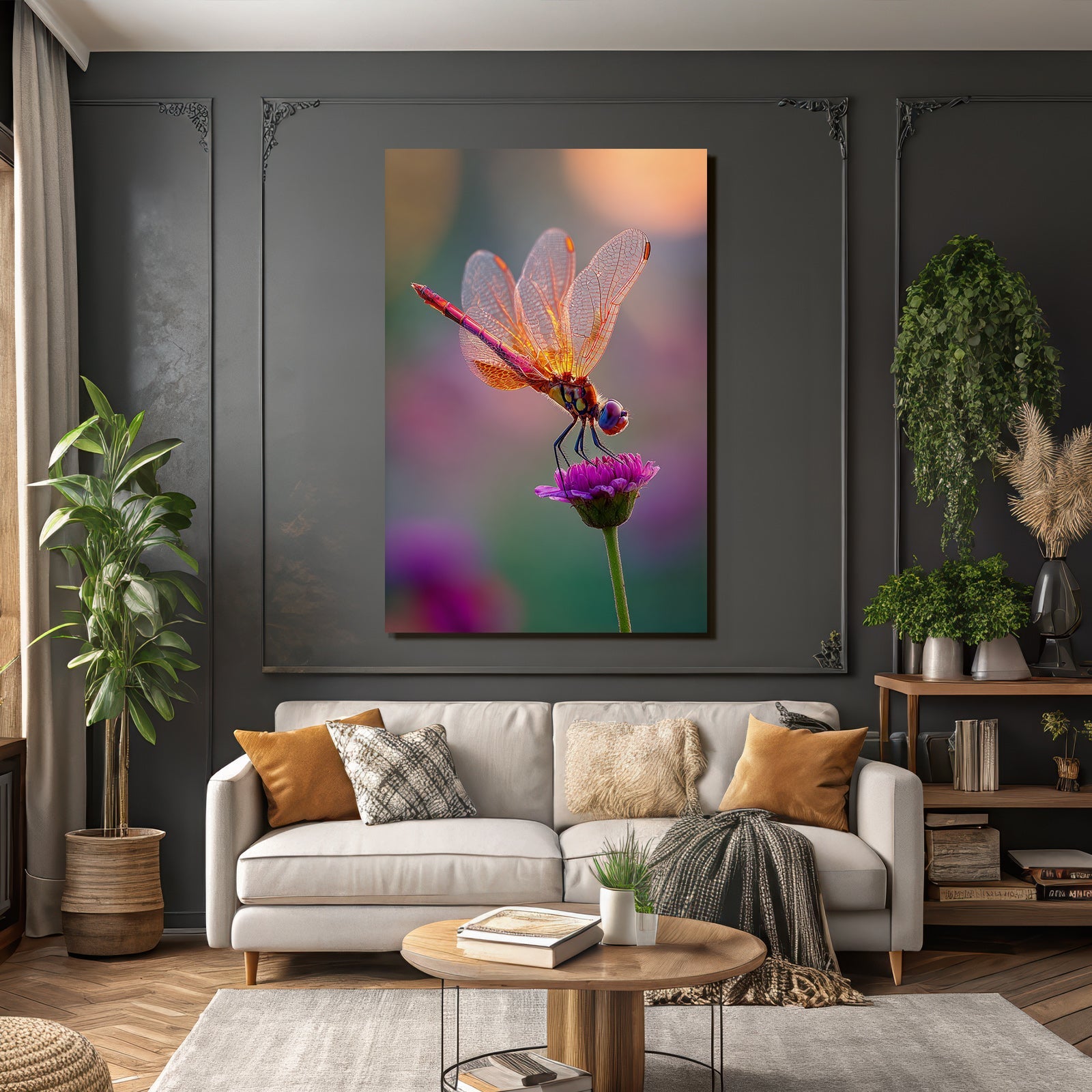 Libelle Auf Rosafarbenen Blume