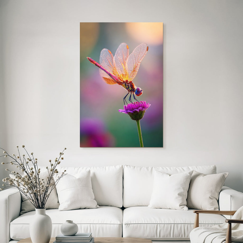 Libelle Auf Rosafarbenen Blume