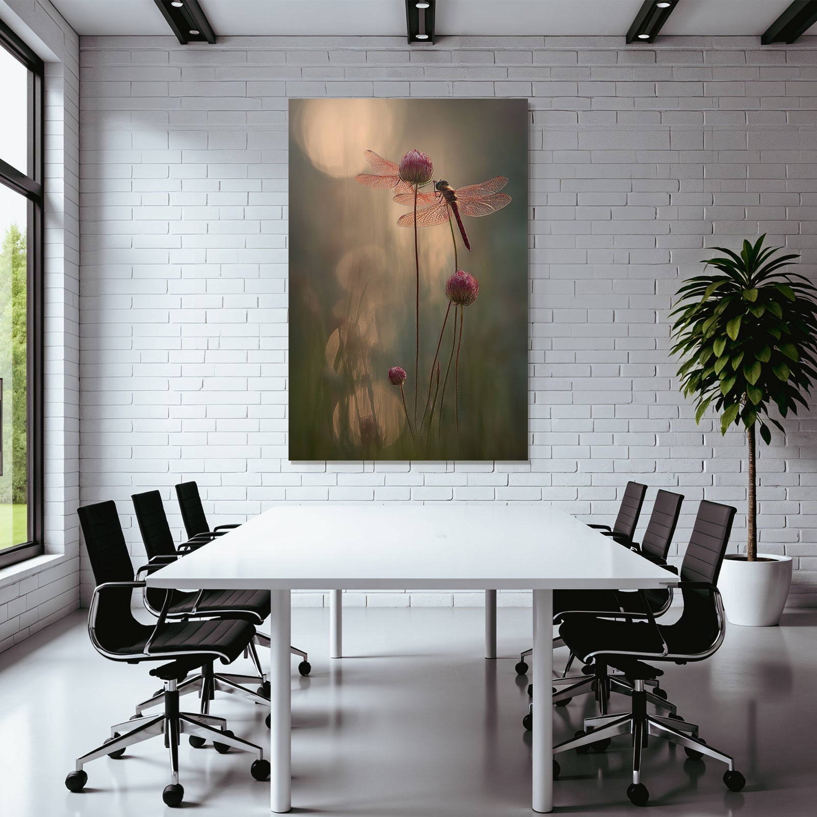 Libellen Auf Zarten Blumen Im Warmen Licht