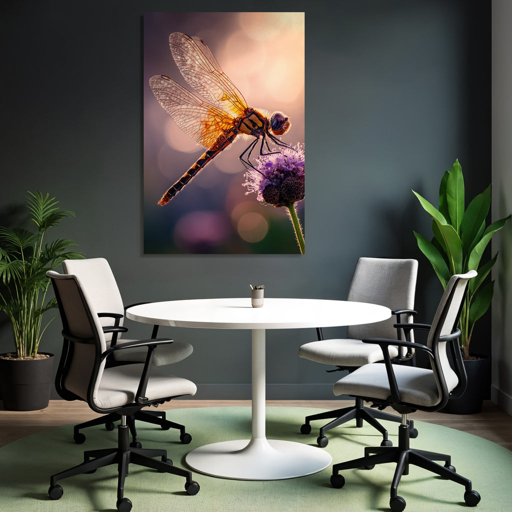 Makrofotografie Einer Libelle Auf Einer Blume
