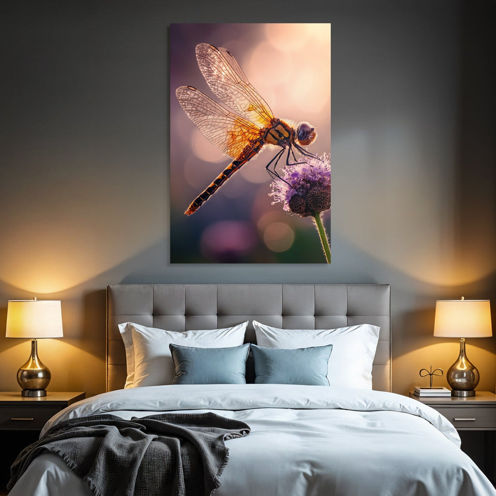Makrofotografie Einer Libelle Auf Einer Blume