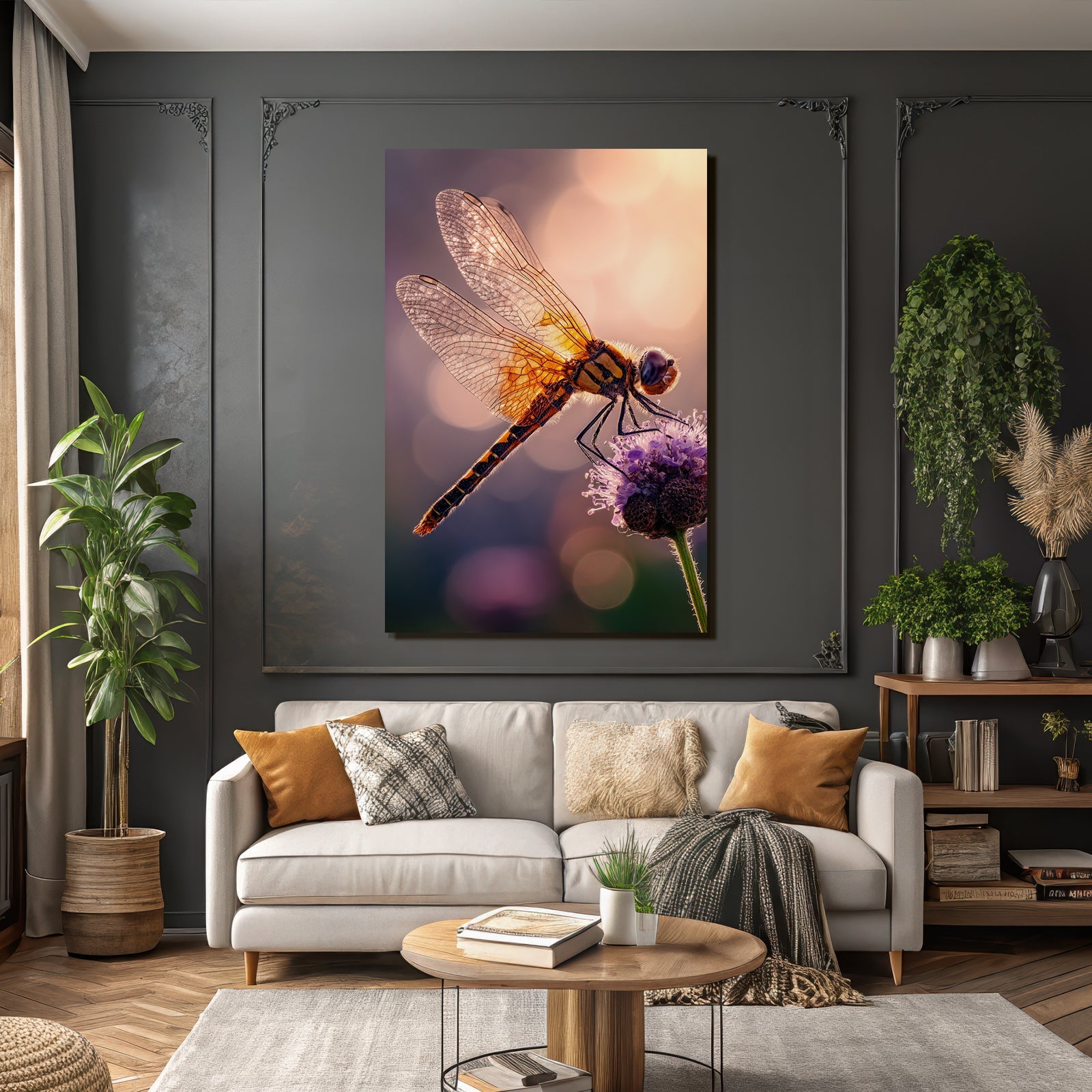 Makrofotografie Einer Libelle Auf Einer Blume