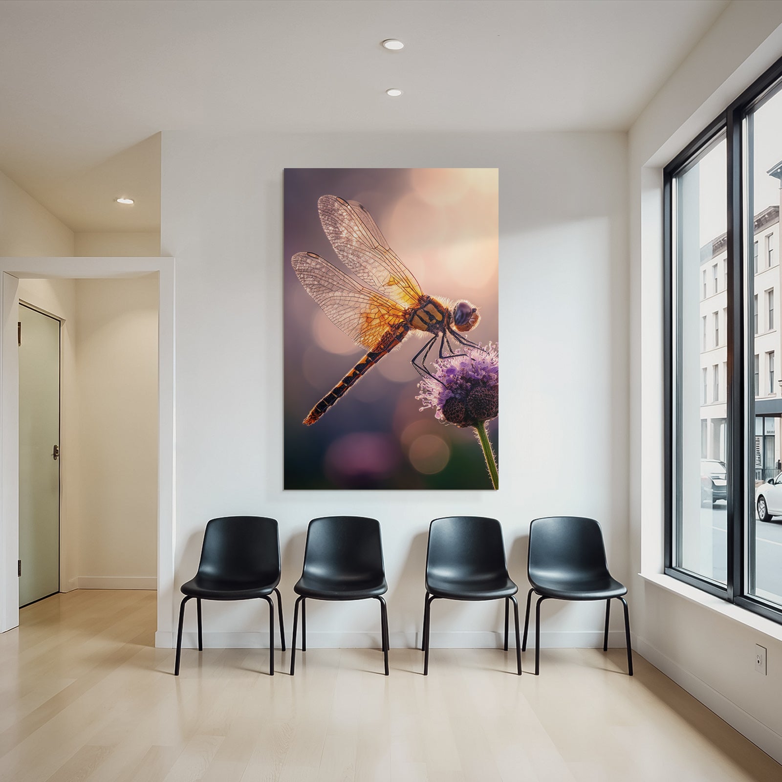 Makrofotografie Einer Libelle Auf Einer Blume