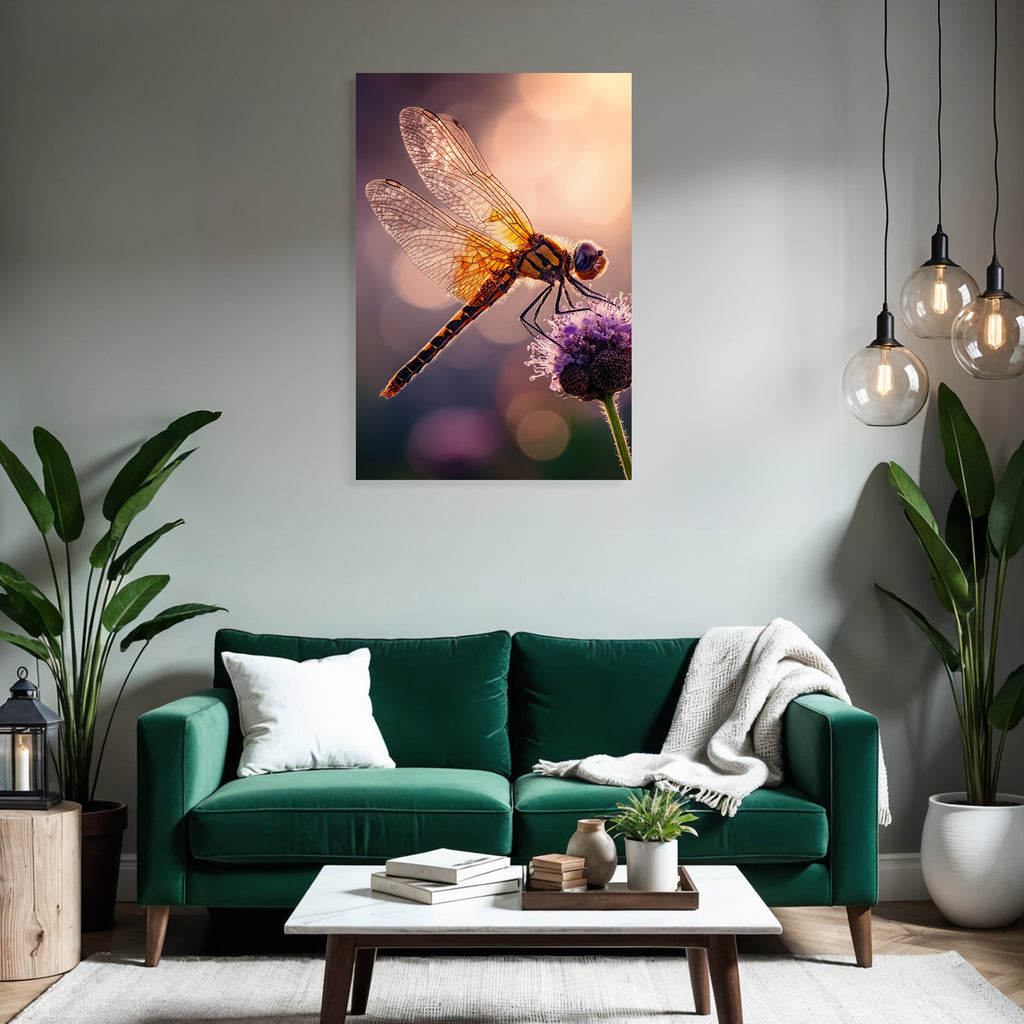 Makrofotografie Einer Libelle Auf Einer Blume