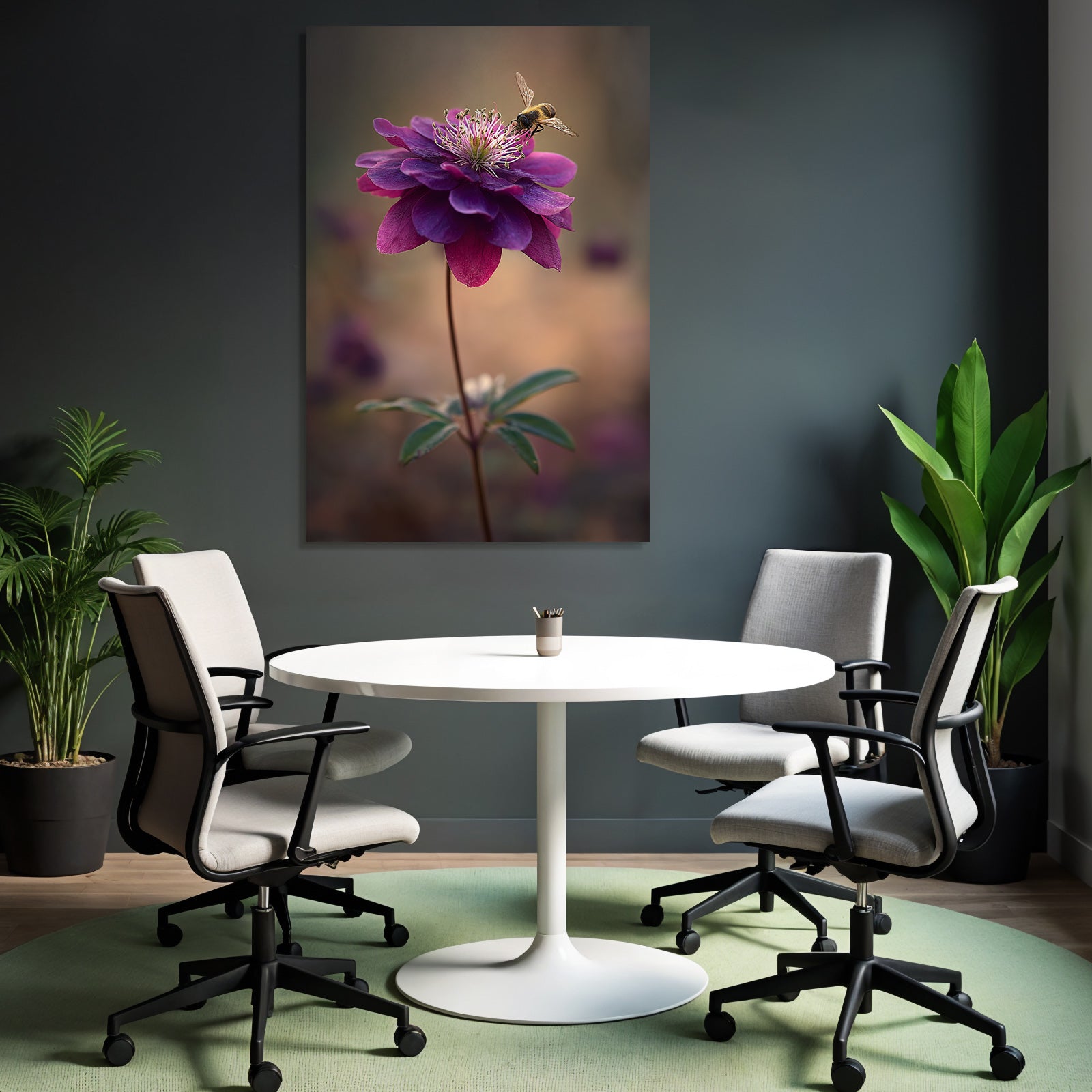 Nahaufnahme Von Einer Violetten Blume Mit Biene