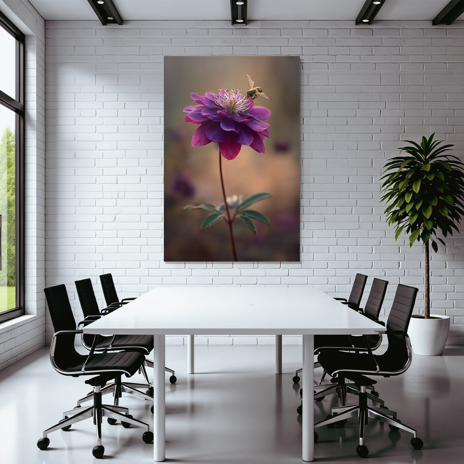 Nahaufnahme Von Einer Violetten Blume Mit Biene