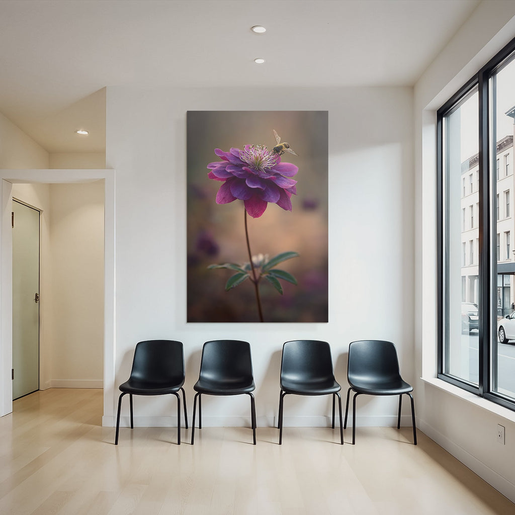 Nahaufnahme Von Einer Violetten Blume Mit Biene