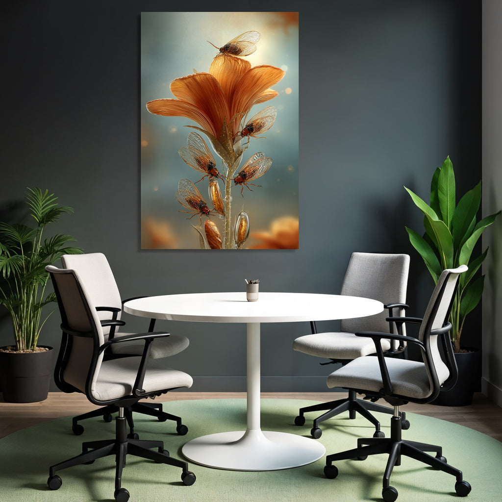 Orange Blume Mit Zikaden