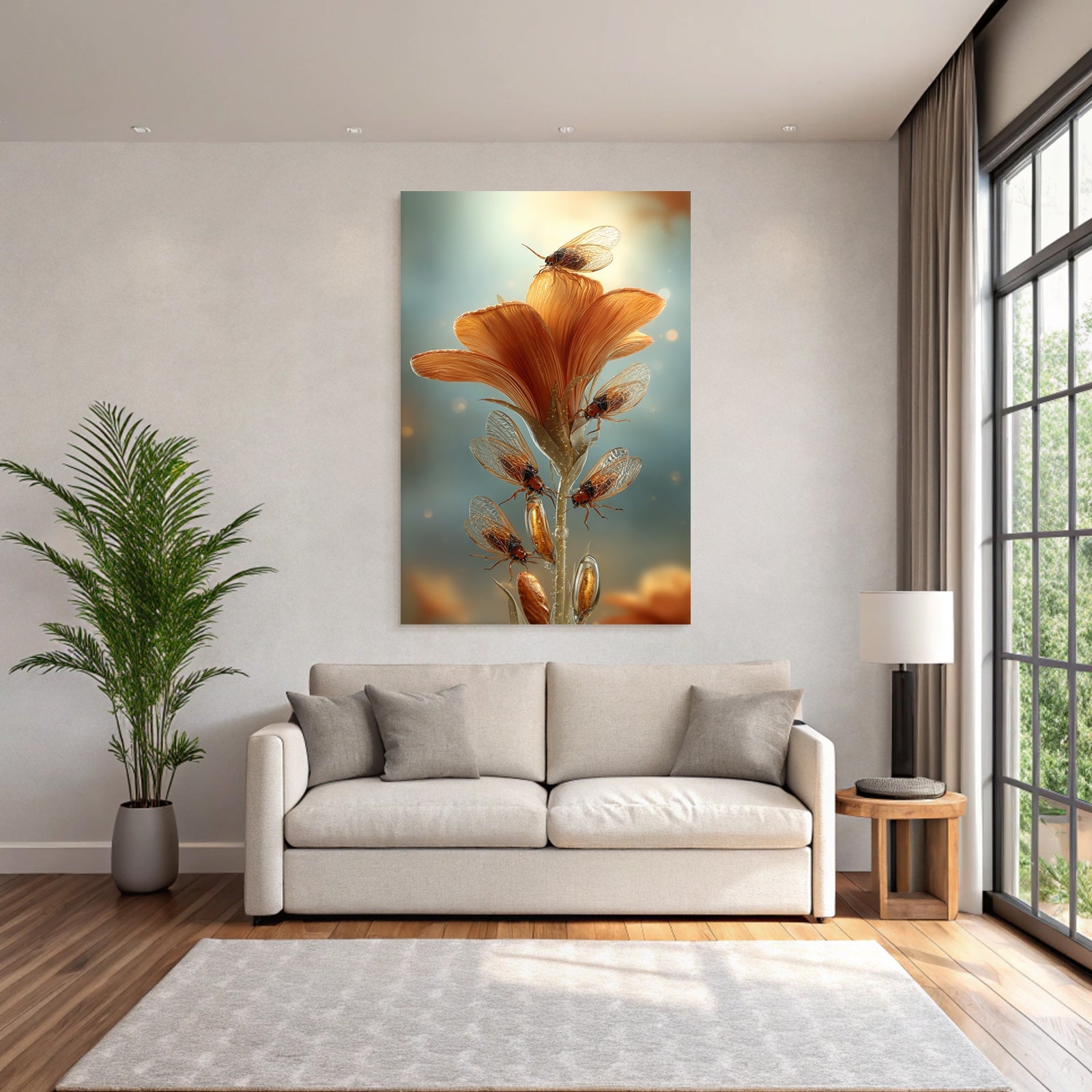 Orange Blume Mit Zikaden