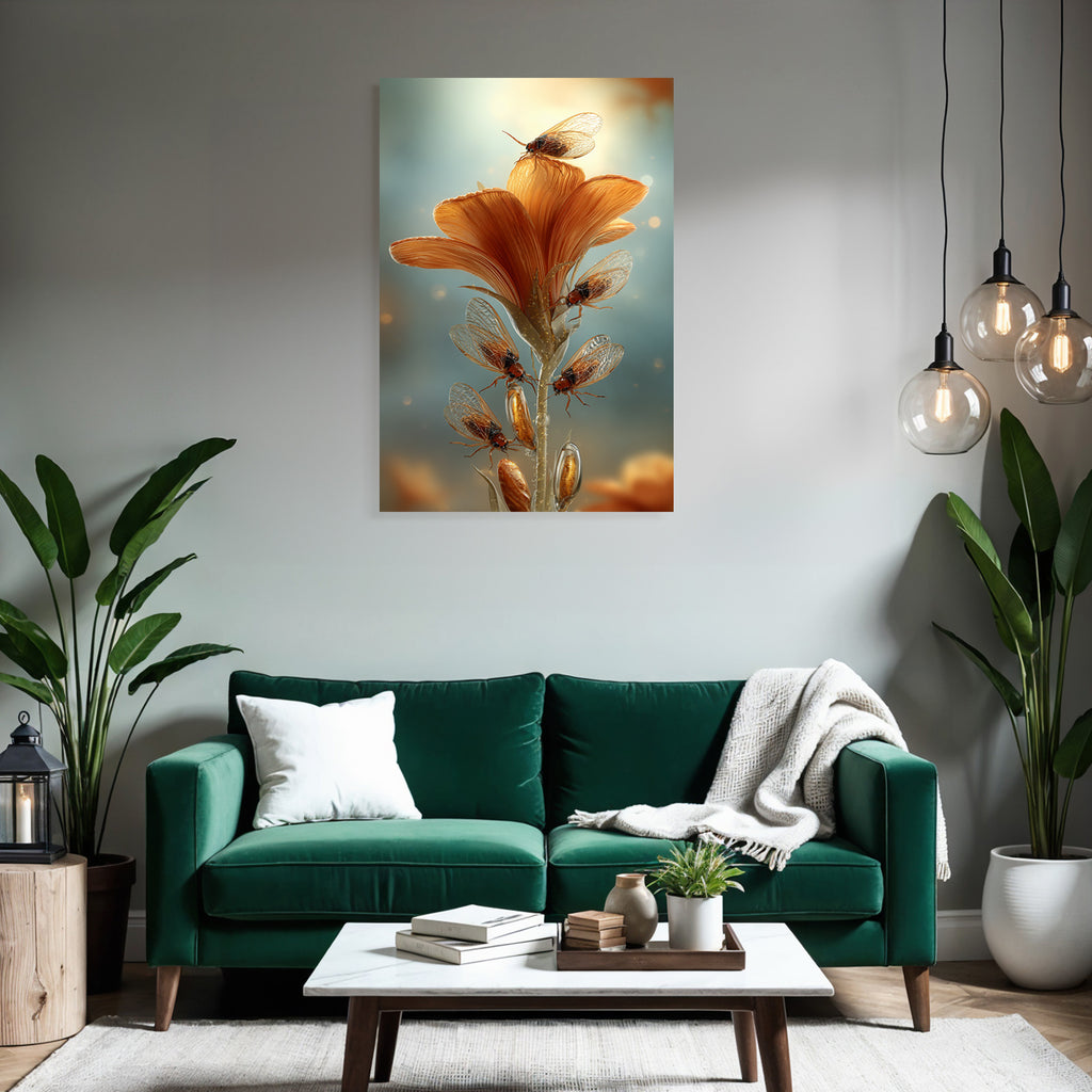 Orange Blume Mit Zikaden