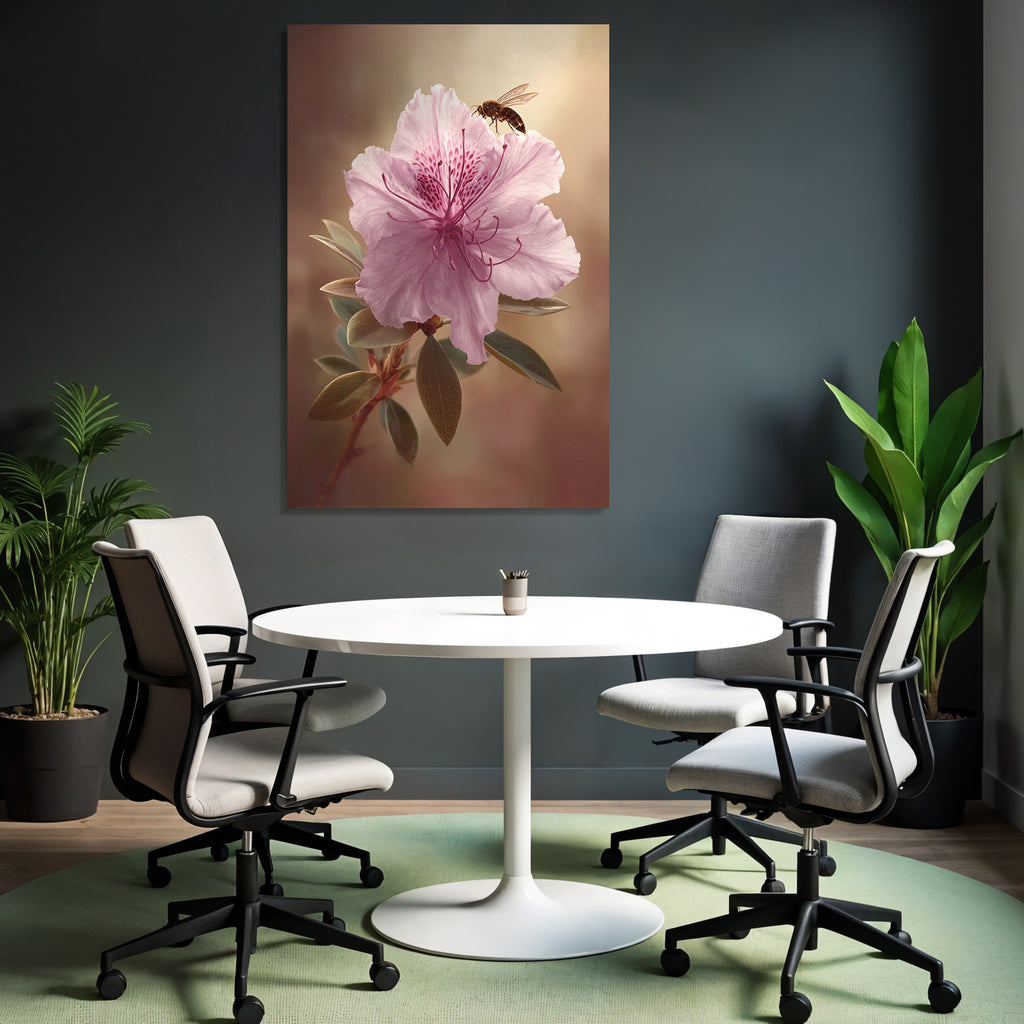 Pinkblume Mit Biene Nahaufnahme